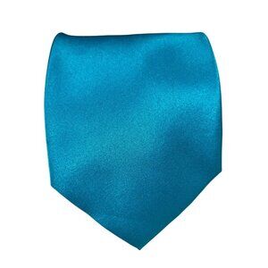 Alexander Logan men's tie bright blue 100% polyester neck tie 4" wide 58" long